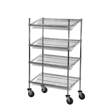 Technibilt Shelving Systems Sgl-Sided Sloped Shelf (4) Cart, 18x24x69 SL424